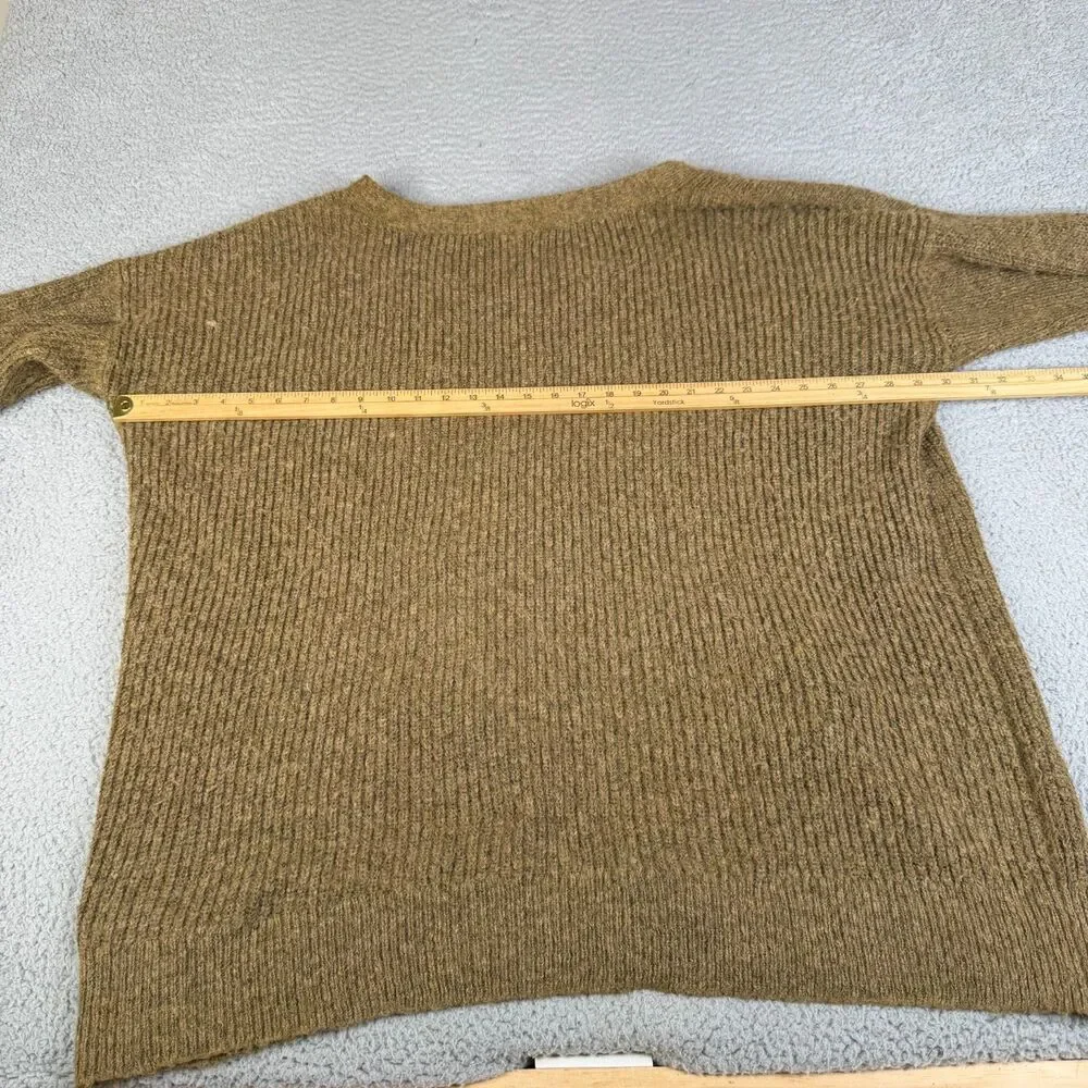 FREE PEOPLE Cardigan Womens L Brown Button Front Chunky Knit Wool Alpaca Blend